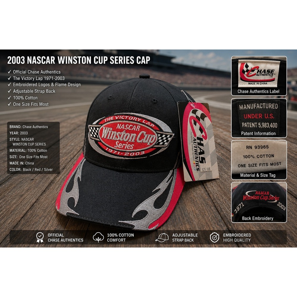 Chase Authentics NASCAR Winston Cup Series Victory Lap 1971-2003 Hat Black Red